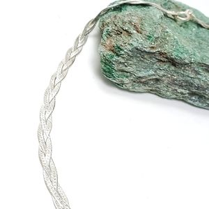 925 Sterling Braided Necklace Choker Made in Italy Unisex AC1